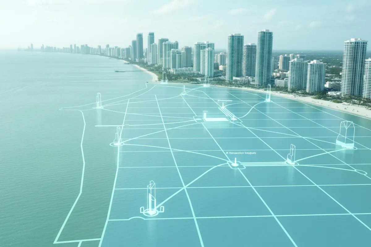 Abstract data visualization of AquaVest transaction volume in aqua tones