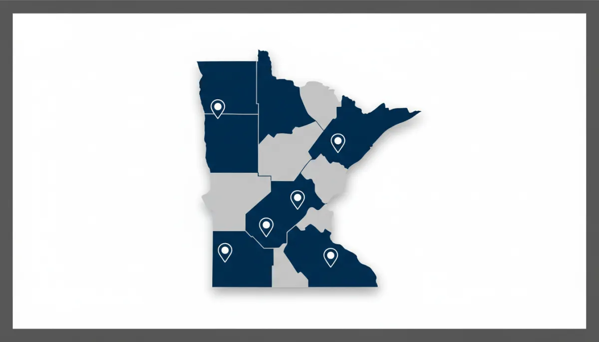 Map-style illustration representing Parent Painting's East Metro and St. Croix County service area