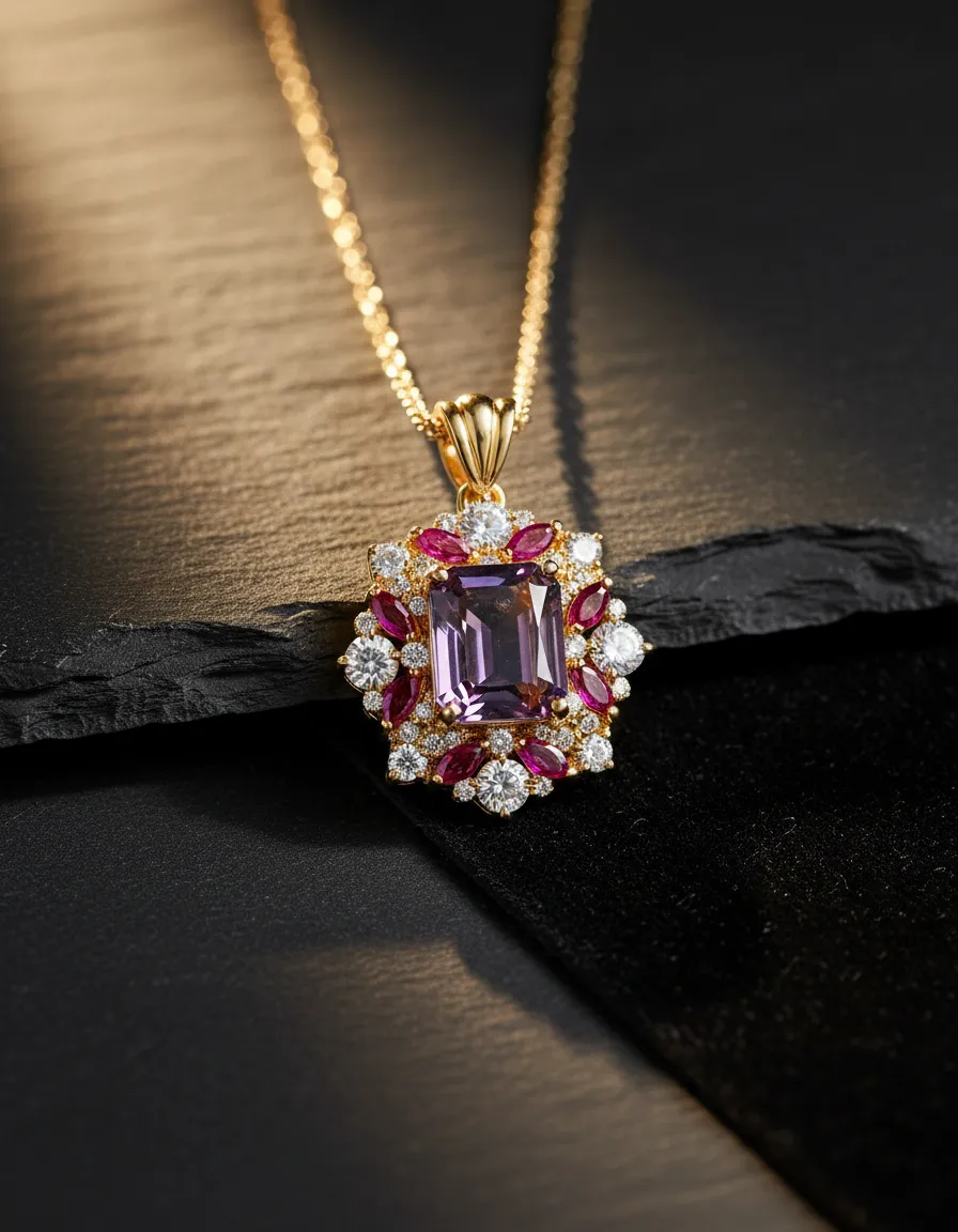 Luxury necklaces collection on dark velvet
