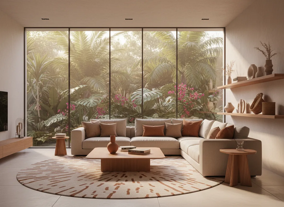 Render 3D moderno de interior de propiedad en Nicaragua