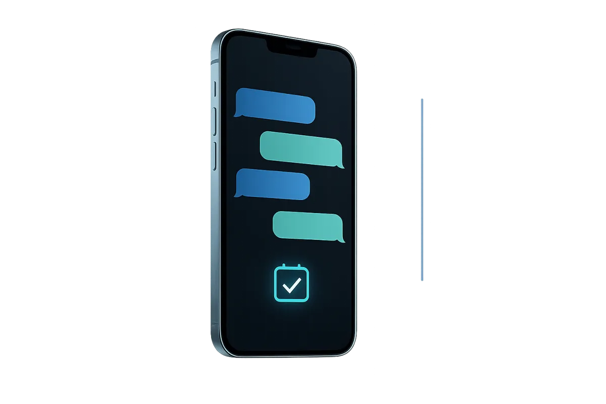 AI Receptionist dashboard interface showing instant booking