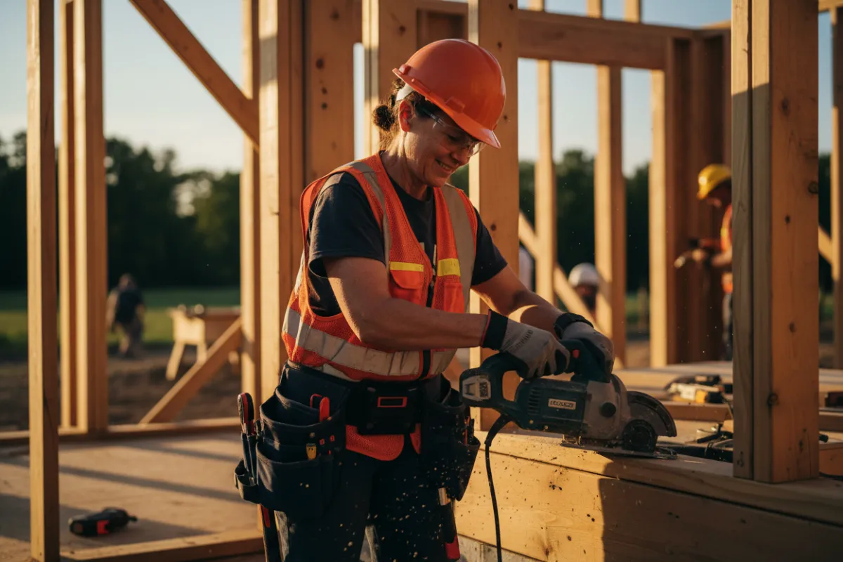 A local community member in Augusta working on a carpentry project