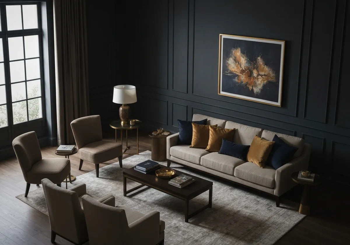Luxurious living room staged for sale