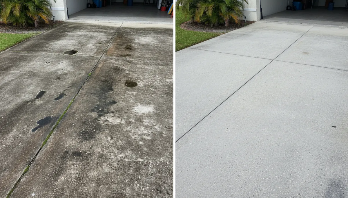 Before and after cleaning - driveway example