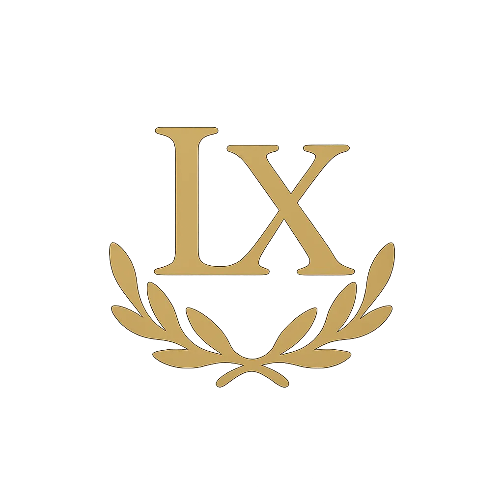 Gold and white elegant serif text logo 'LAVISH XO PRIVATE ESCALADE - CHAUFFEUR SERVICE' on black background