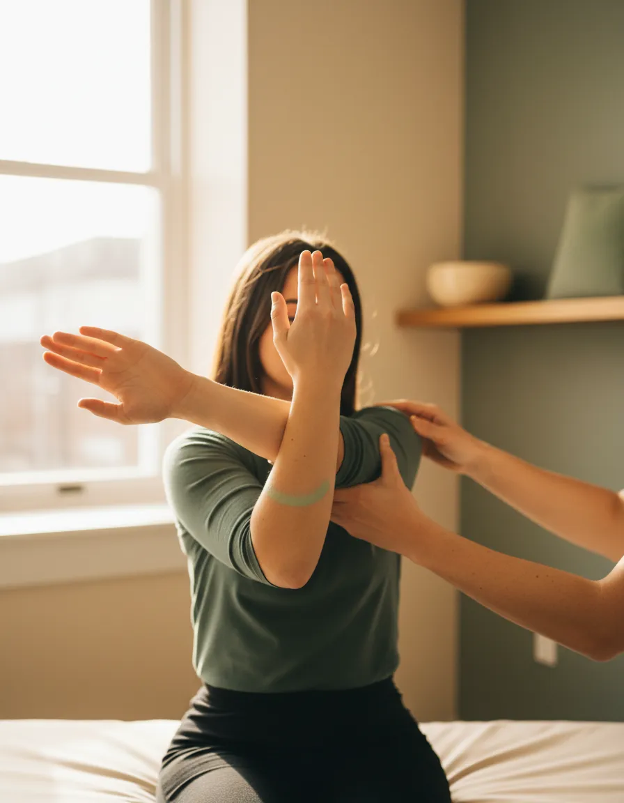Patient receiving gentle, restorative movement therapy