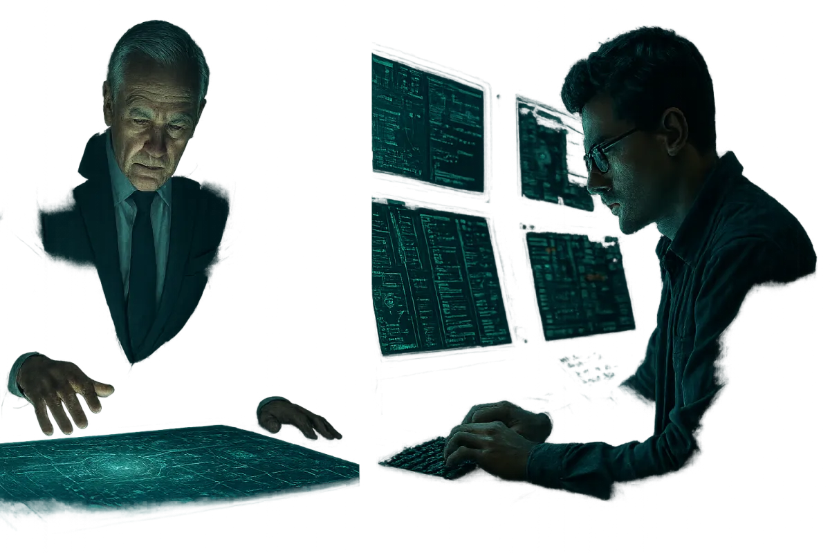 Blurred high-tech briefing room composite