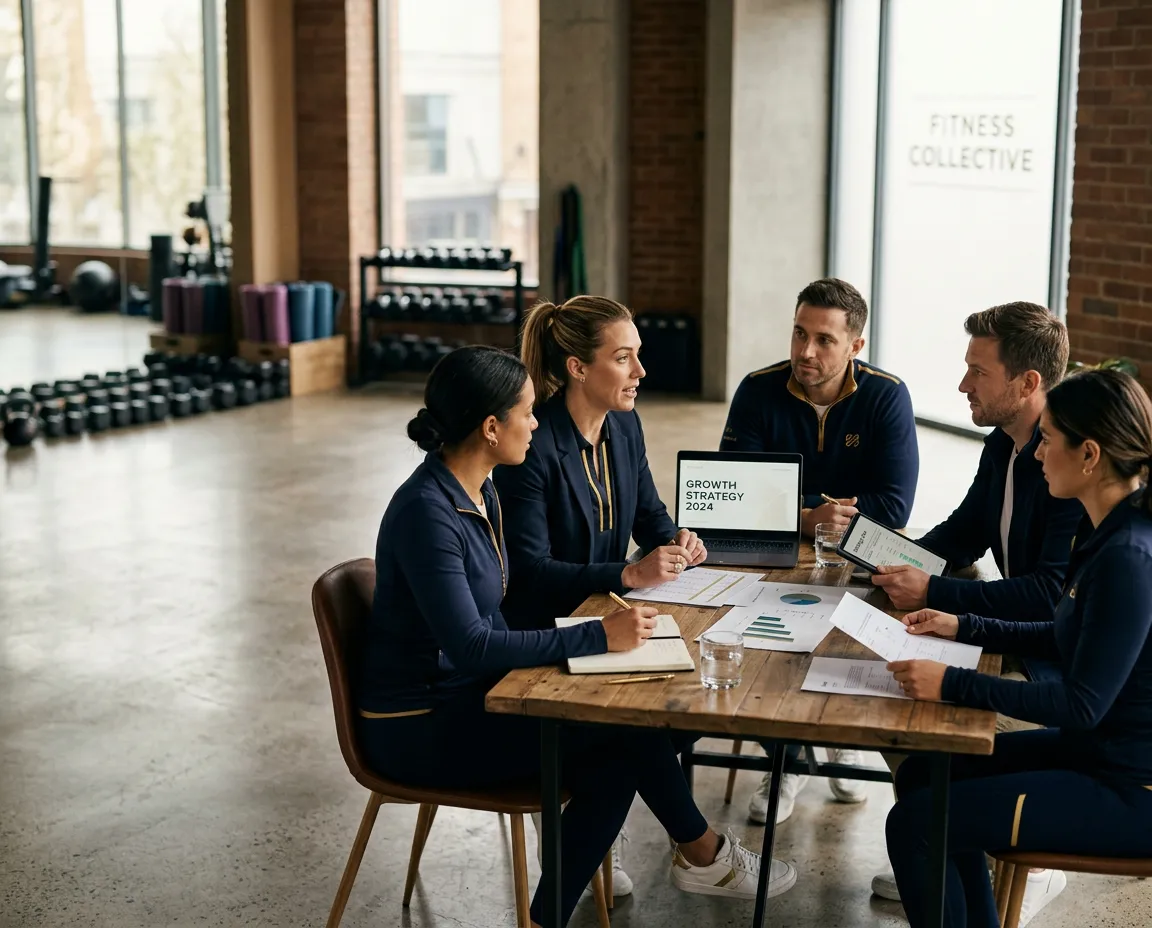 Founders engaged in a strategic planning and expansion session