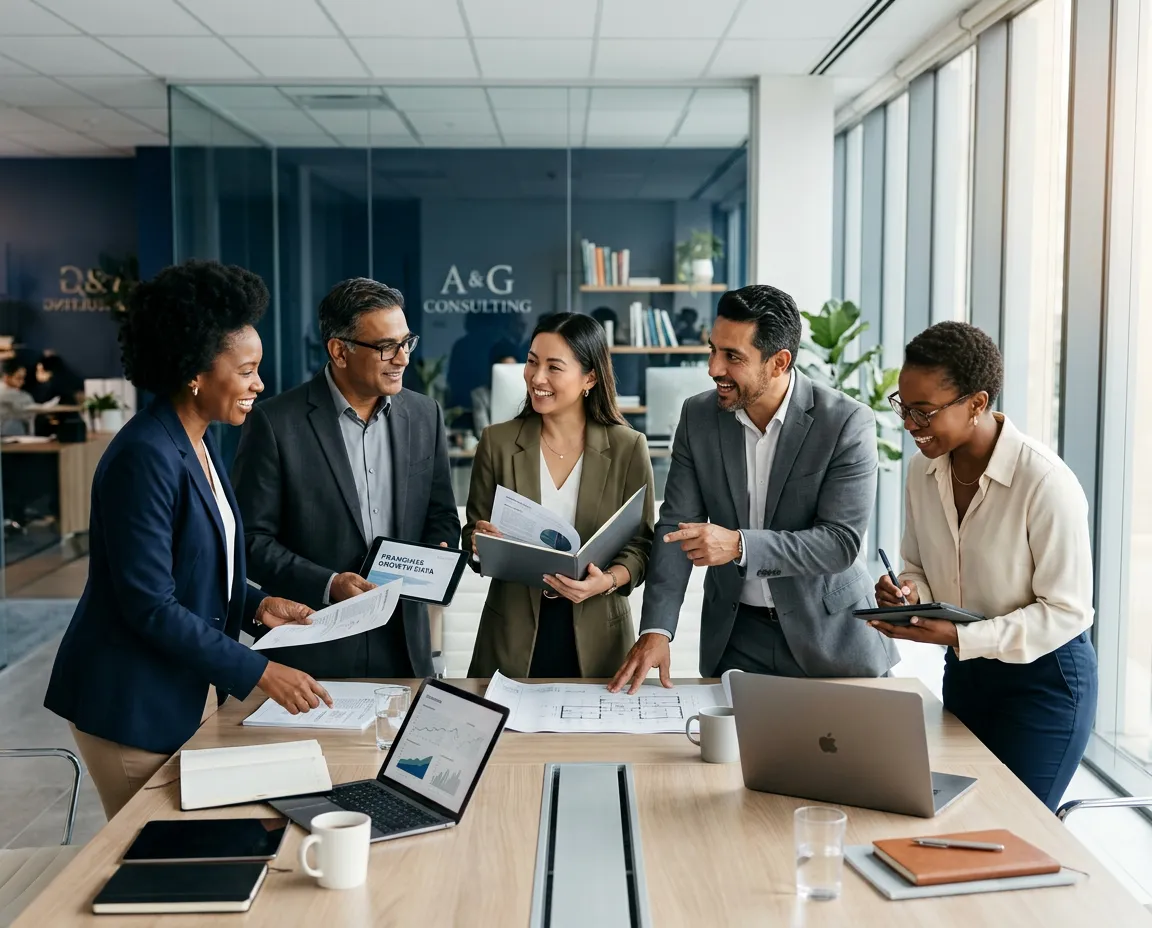 Professional business team conversation in an executive meeting room