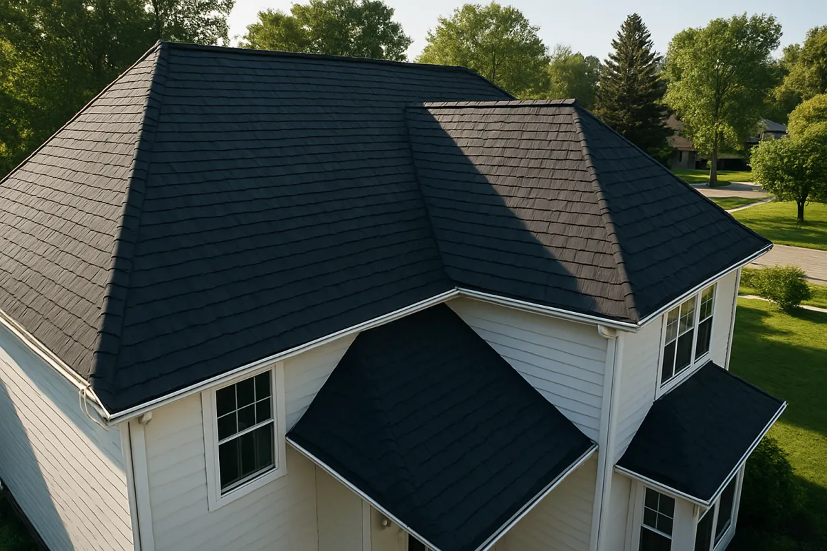 New architectural shingle roof on two-story home