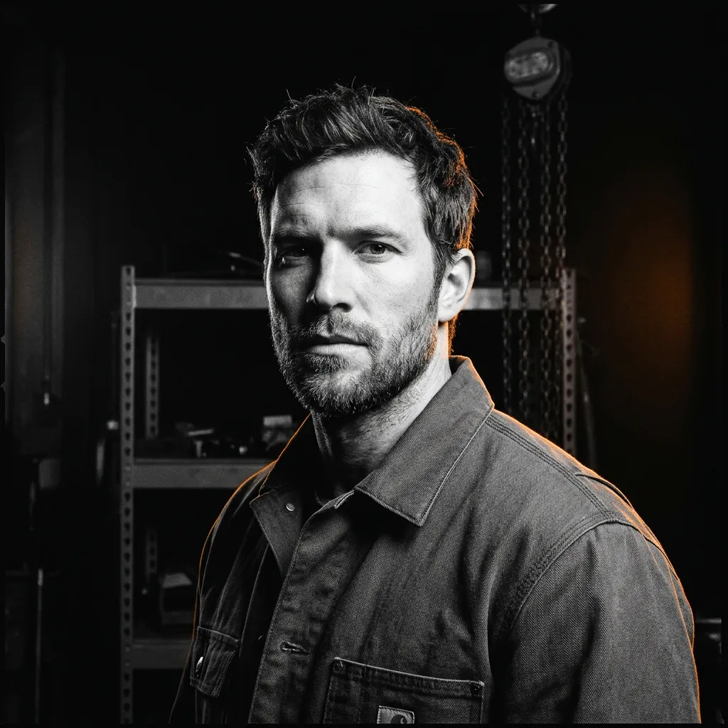 Stark high-contrast black and white portrait avatar of Jackson Thorne