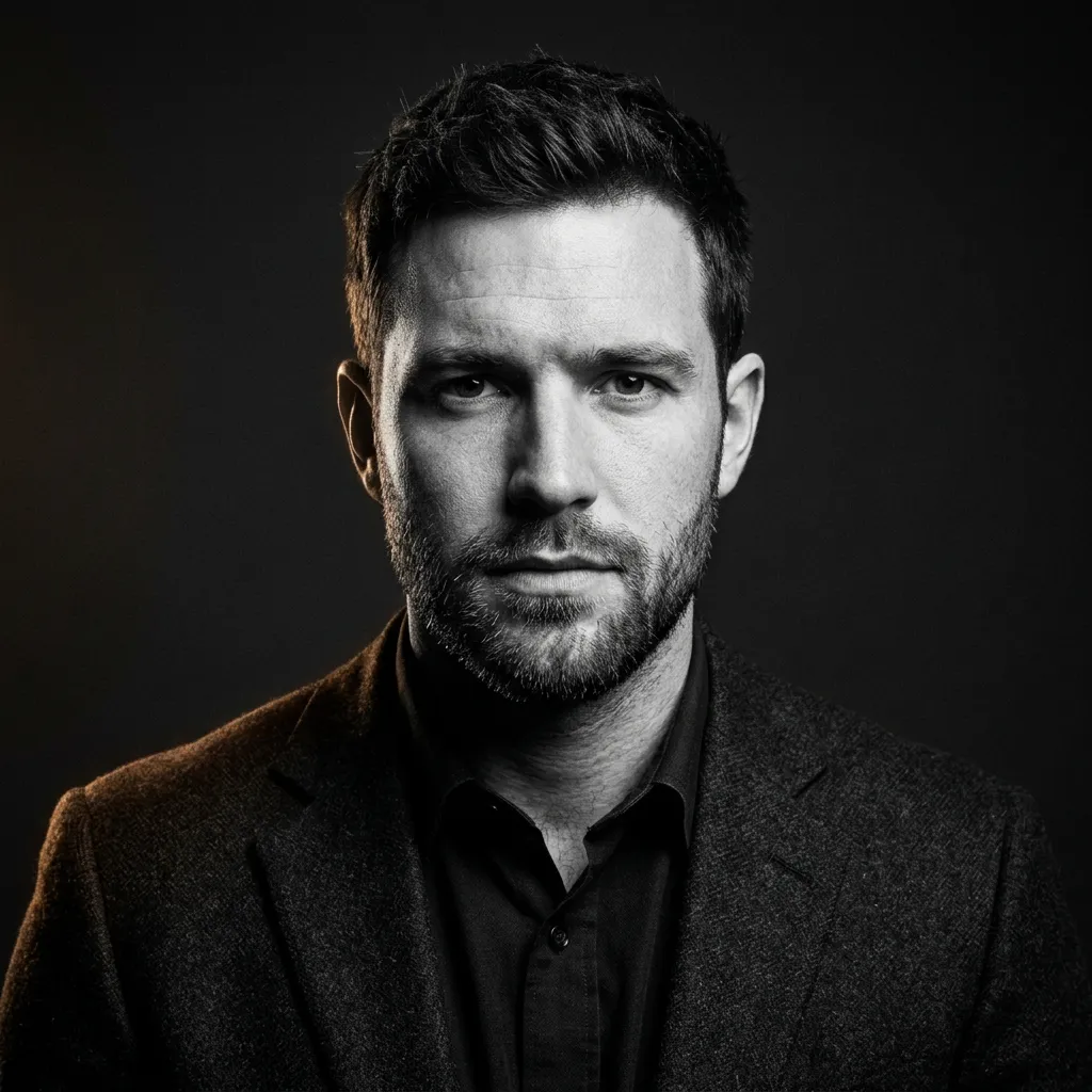Stark high-contrast black and white portrait avatar of Garrett Cole