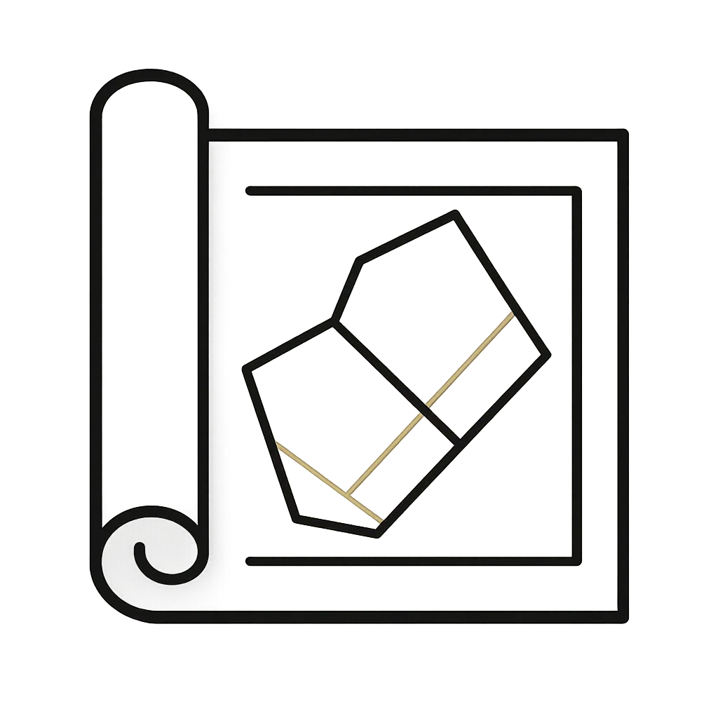 Minimalist boundary survey and architectural land document layout