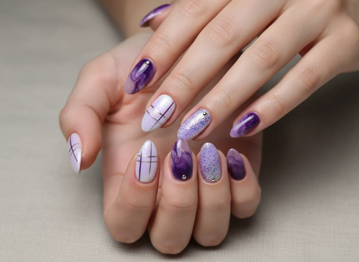 Close-up of trendy seasonal nail art at The Nails Center