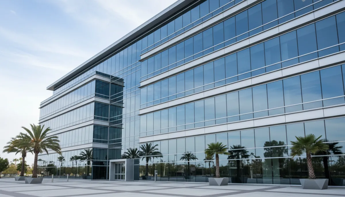 Commercial office building with tinted glass