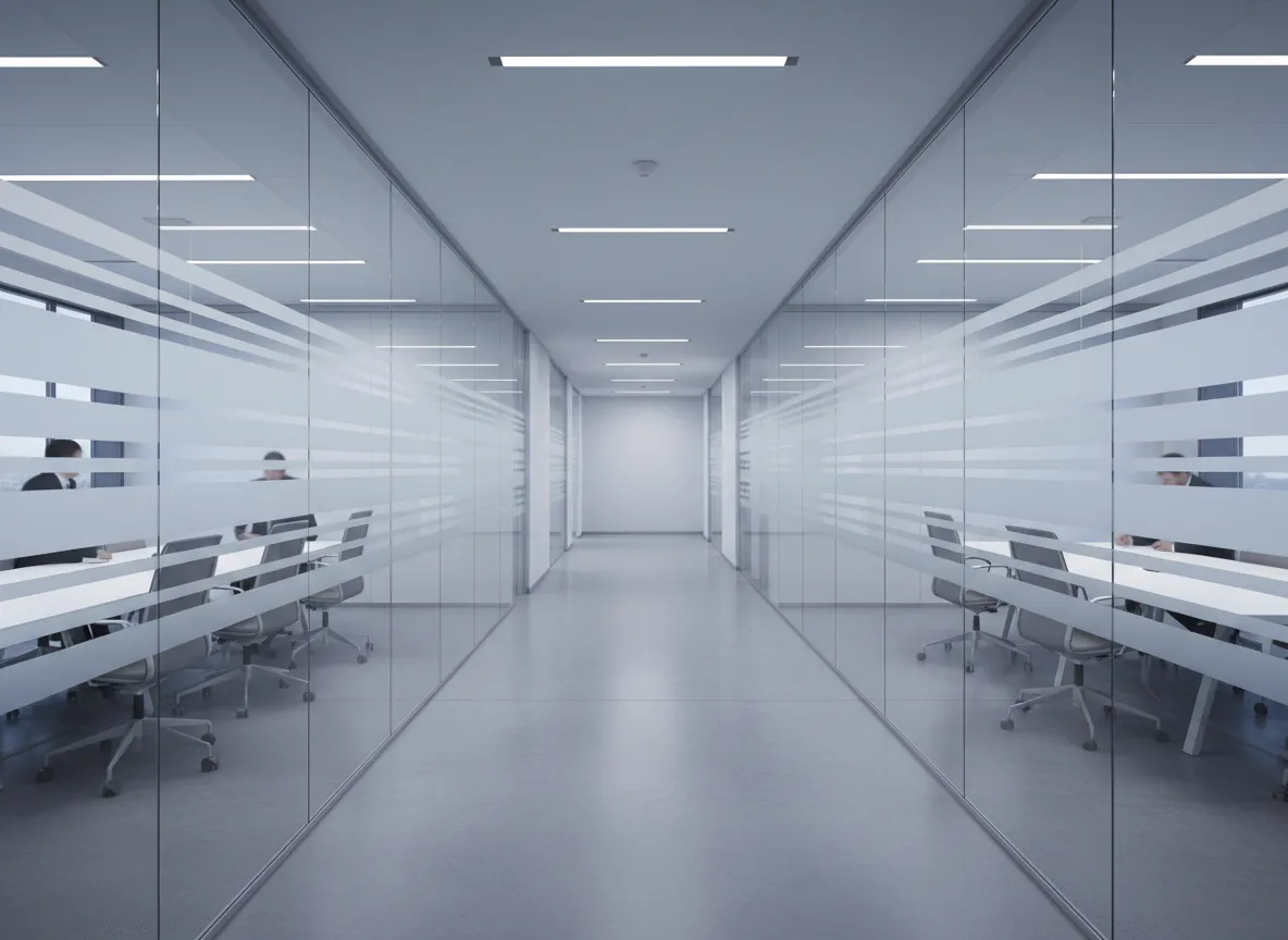 Office glass with frosted decorative privacy film