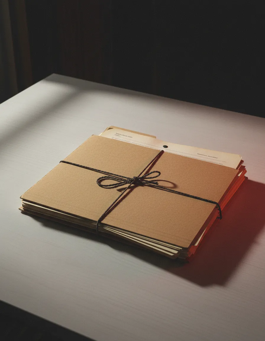 Archival file folder containing court records