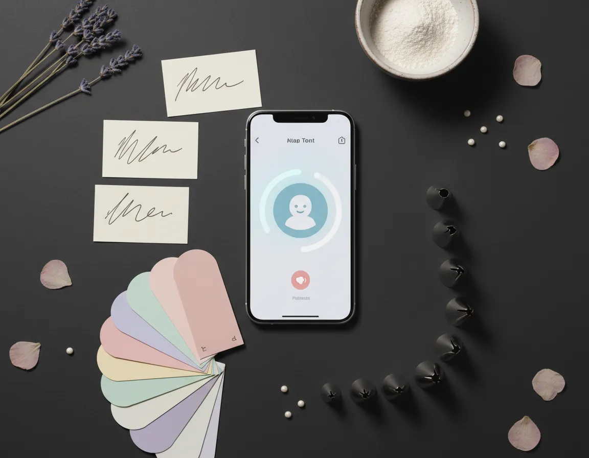 Friendly assistant concept with phone and cake order notes