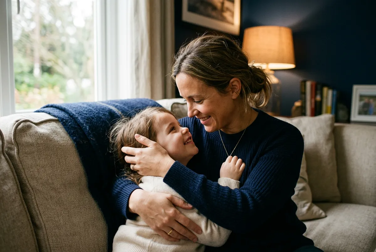 Mother and child sharing an affectionate and secure moment together
