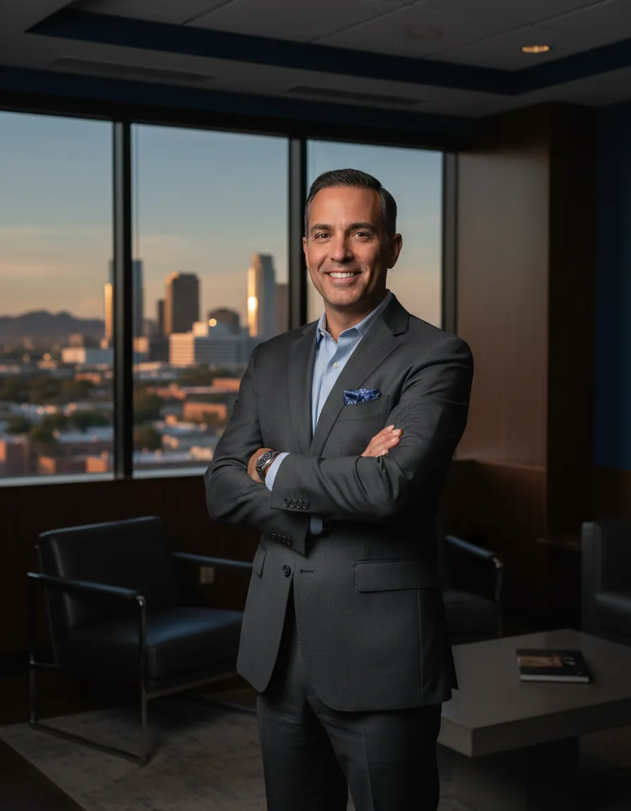 Professional Arizona attorney in a modern office environment