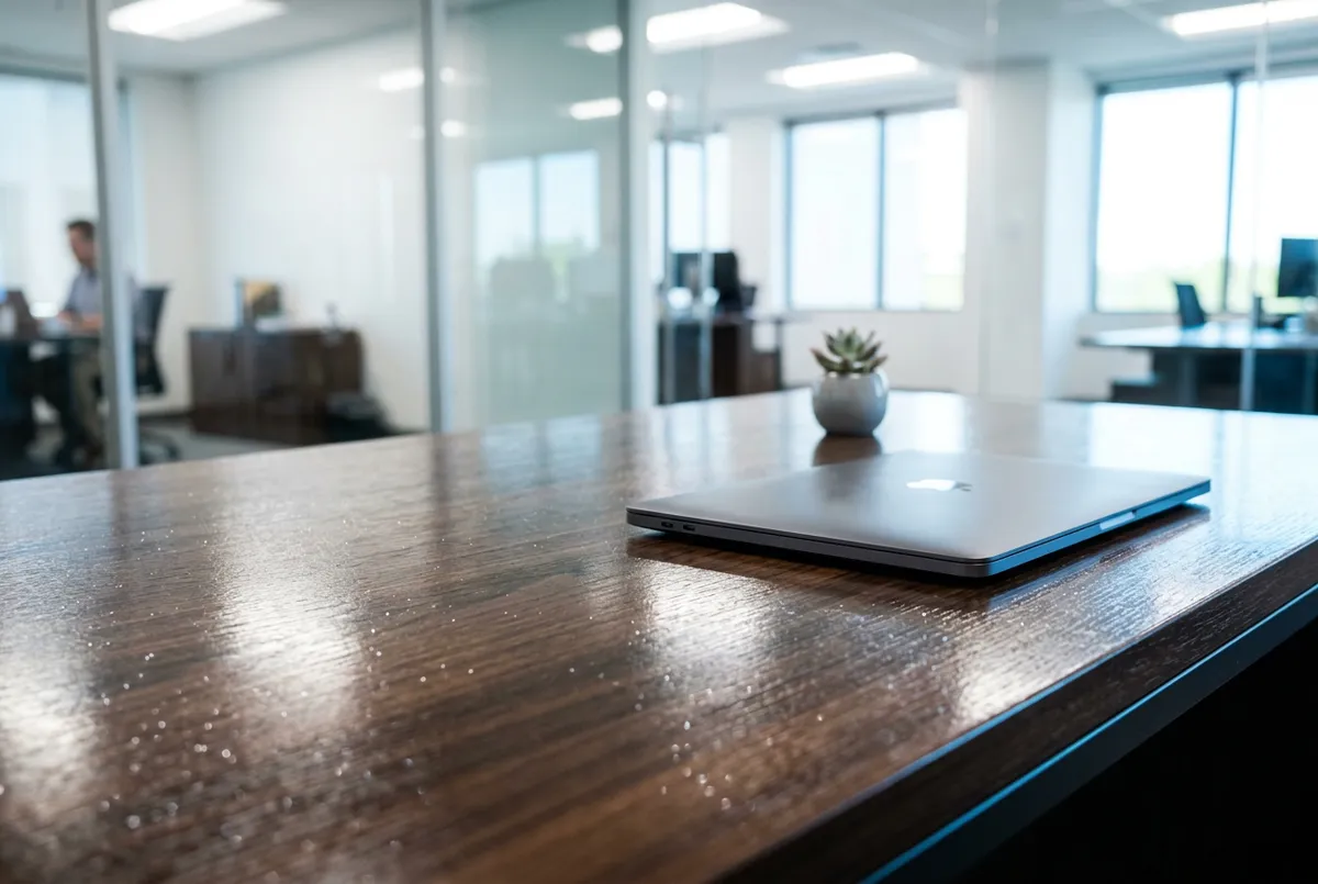 Spotless corporate office with verified janitorial standards