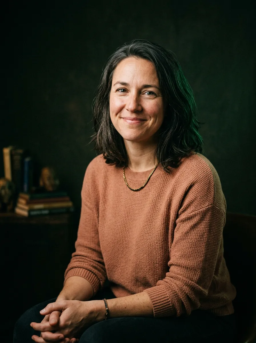 Grain-textured portrait of Que Athena, founder and solo travel mentor