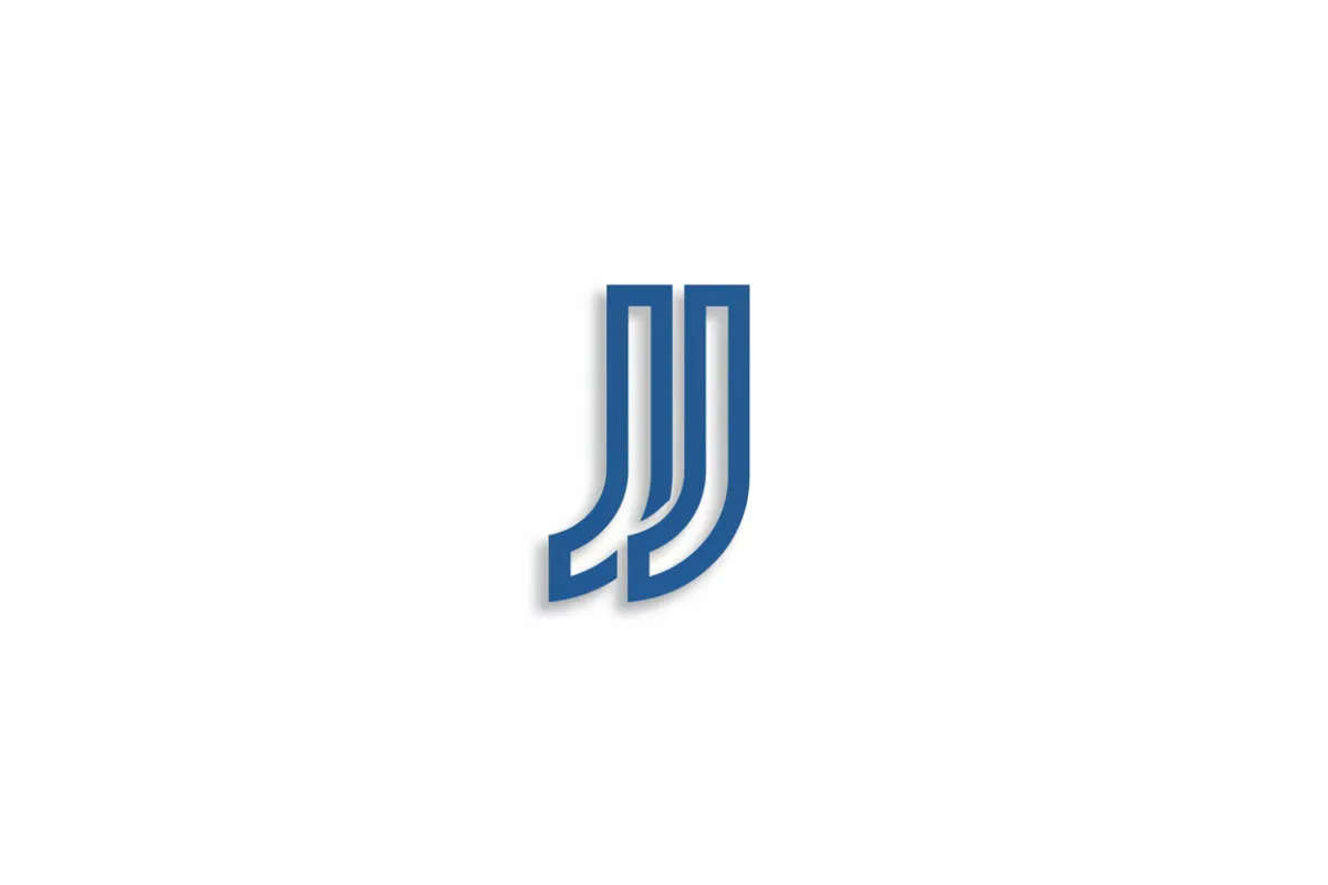 Minimalist blue and white logo for JJacobs, featuring stylized interlocking J and J letters in a geometric, modern design. The logo is centered on a clean white background, evoking a sense of professionalism and anticipation for the upcoming website.