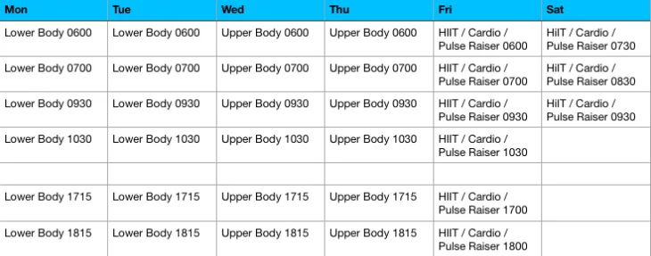 Shrewsbury Class Schedule