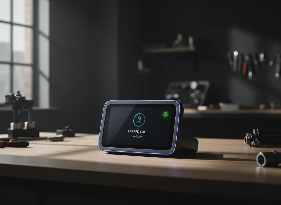 Dashboard showing an instantly captured missed call