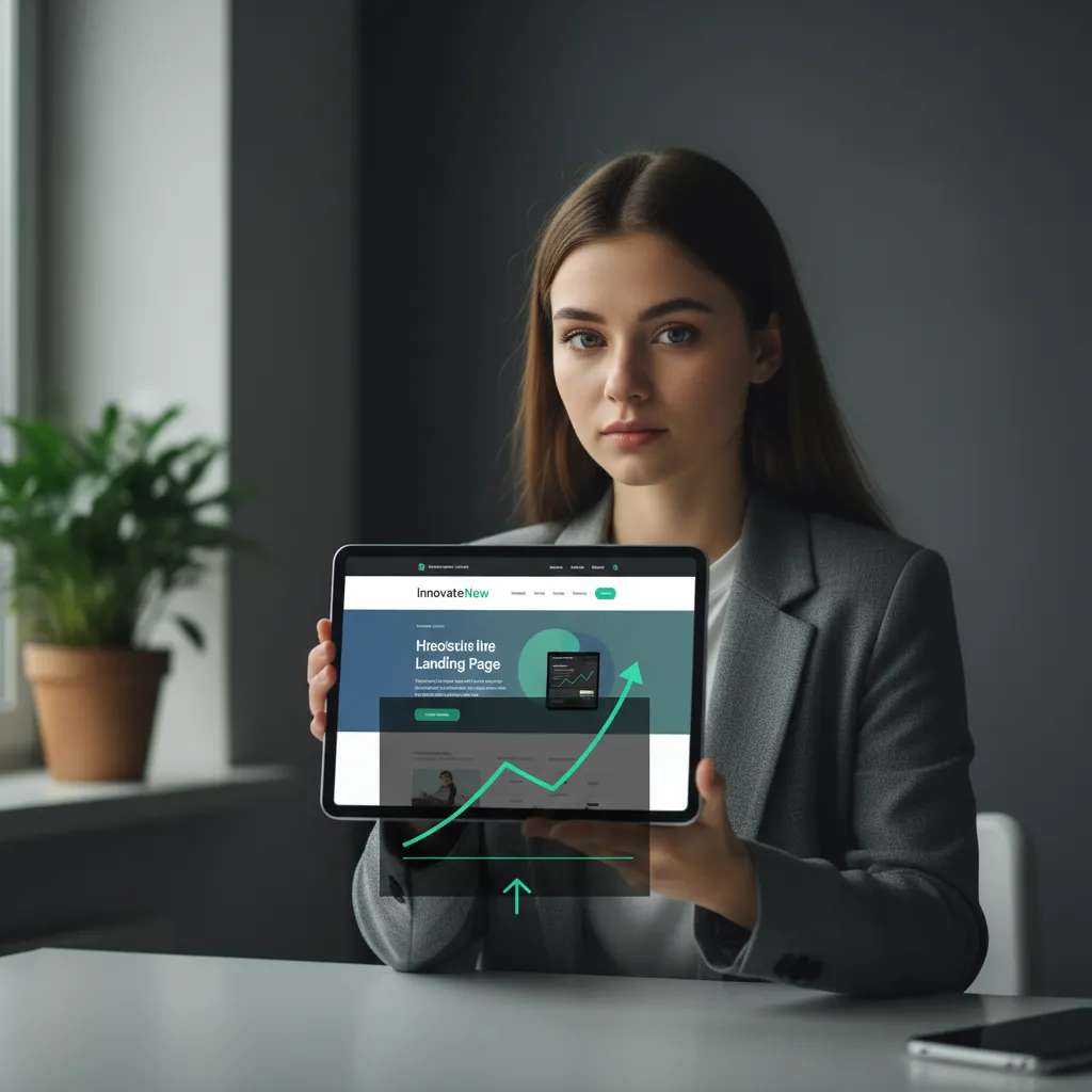 Student C with product landing page screenshot and conversion spike