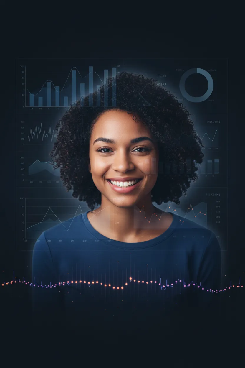 Student B's analytics screenshot with portrait overlay