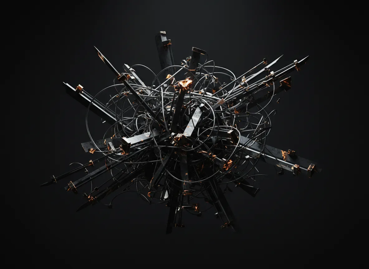 Desaturated abstract representation of tangled data