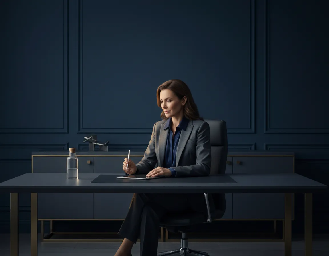 High-end professional business owner focused on their work
