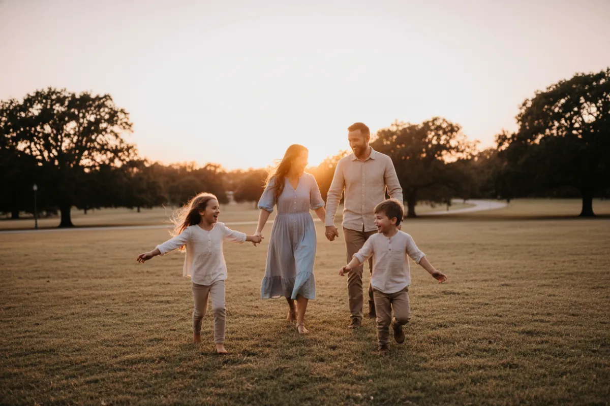 Charlotte, North Carolina family playing in park
