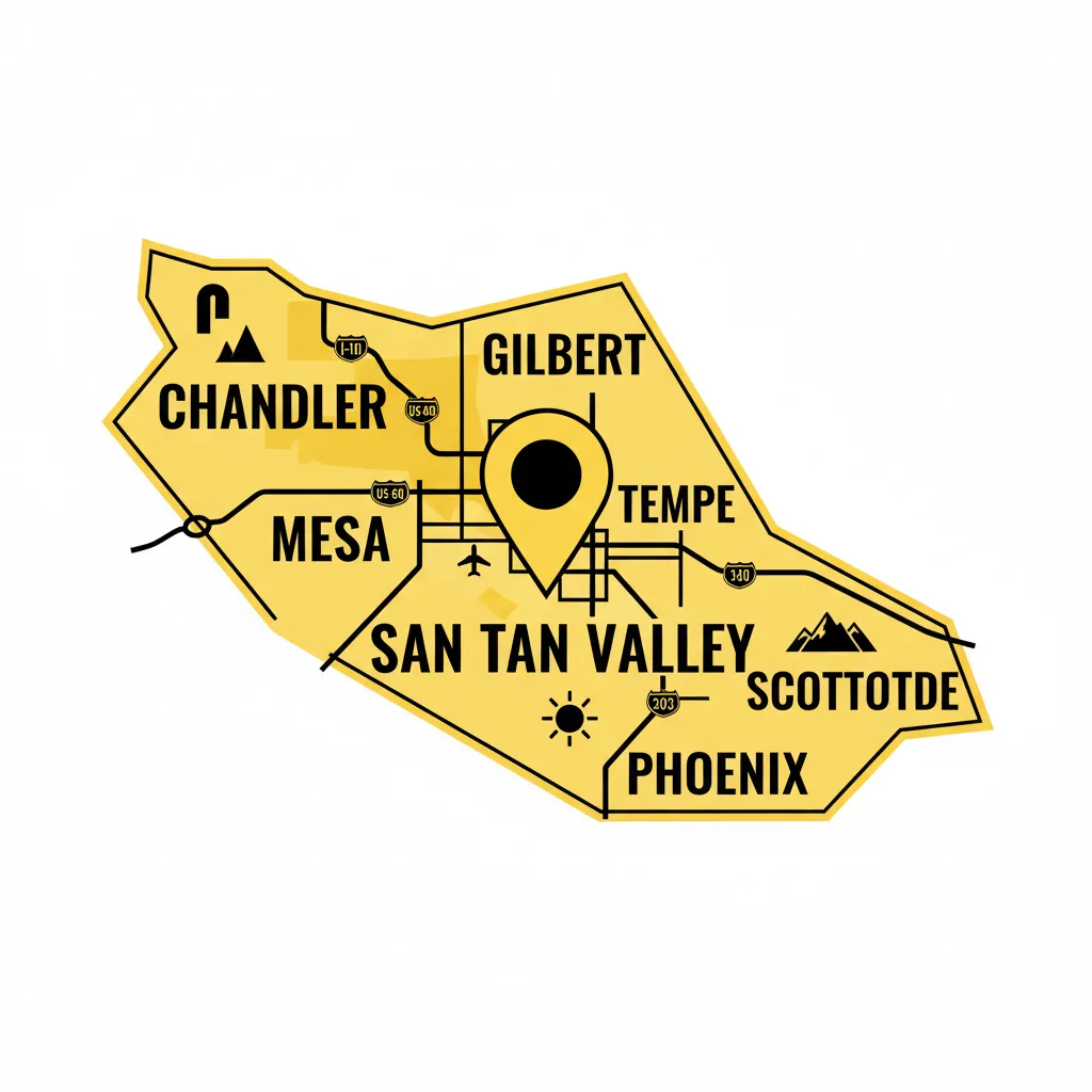 Map showing service area in San Tan Valley and greater Phoenix