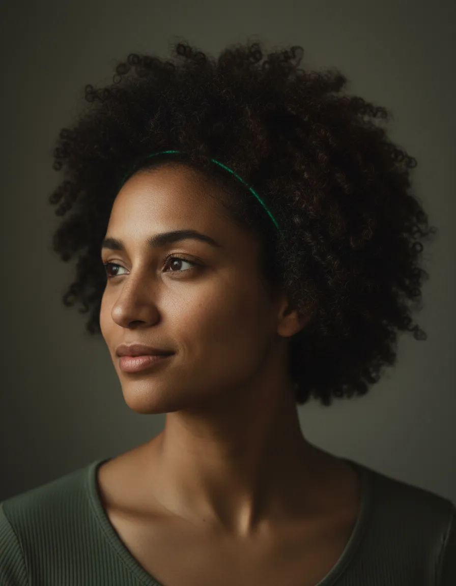 A reflective but hopeful individual in soft, natural light