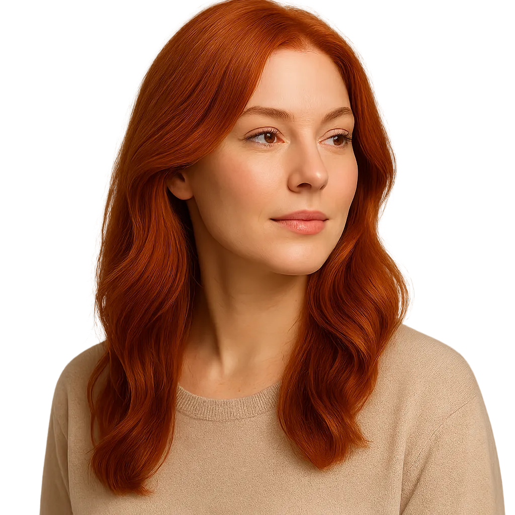 Woman with healthy hair looking serenely to the left