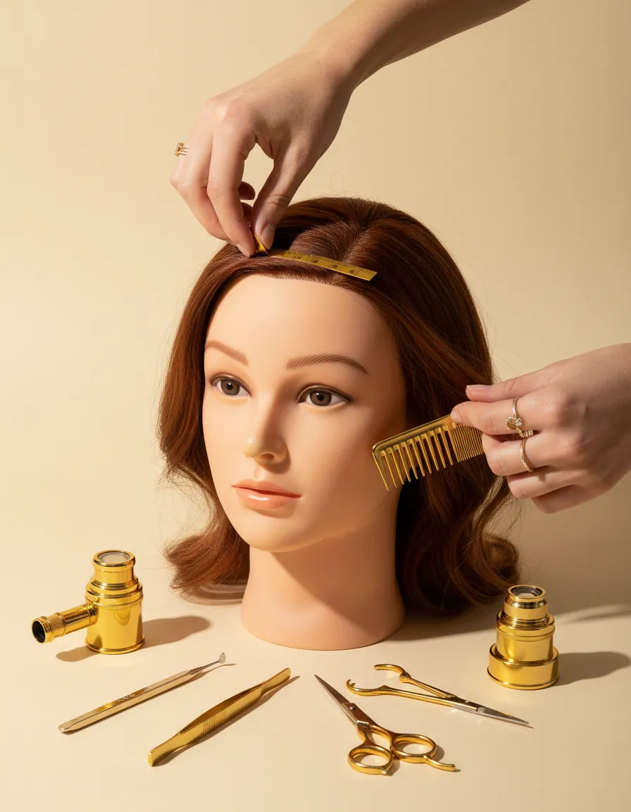 Close up of trichology tools and precision application