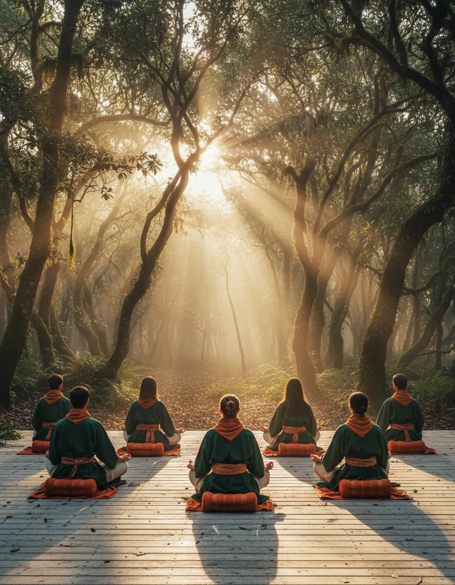 Morning meditation and land connection at Haven