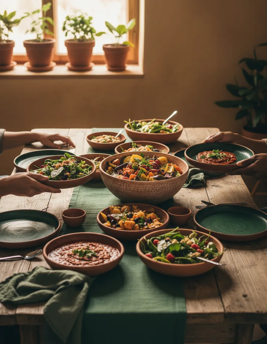 Communal vegan dining experience