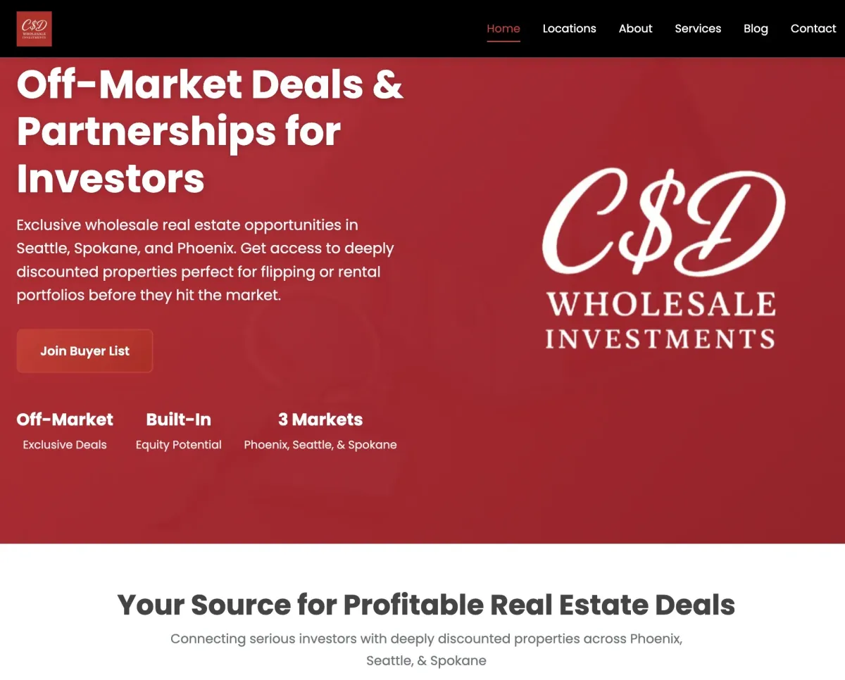 CD Wholesale Investments website screenshot