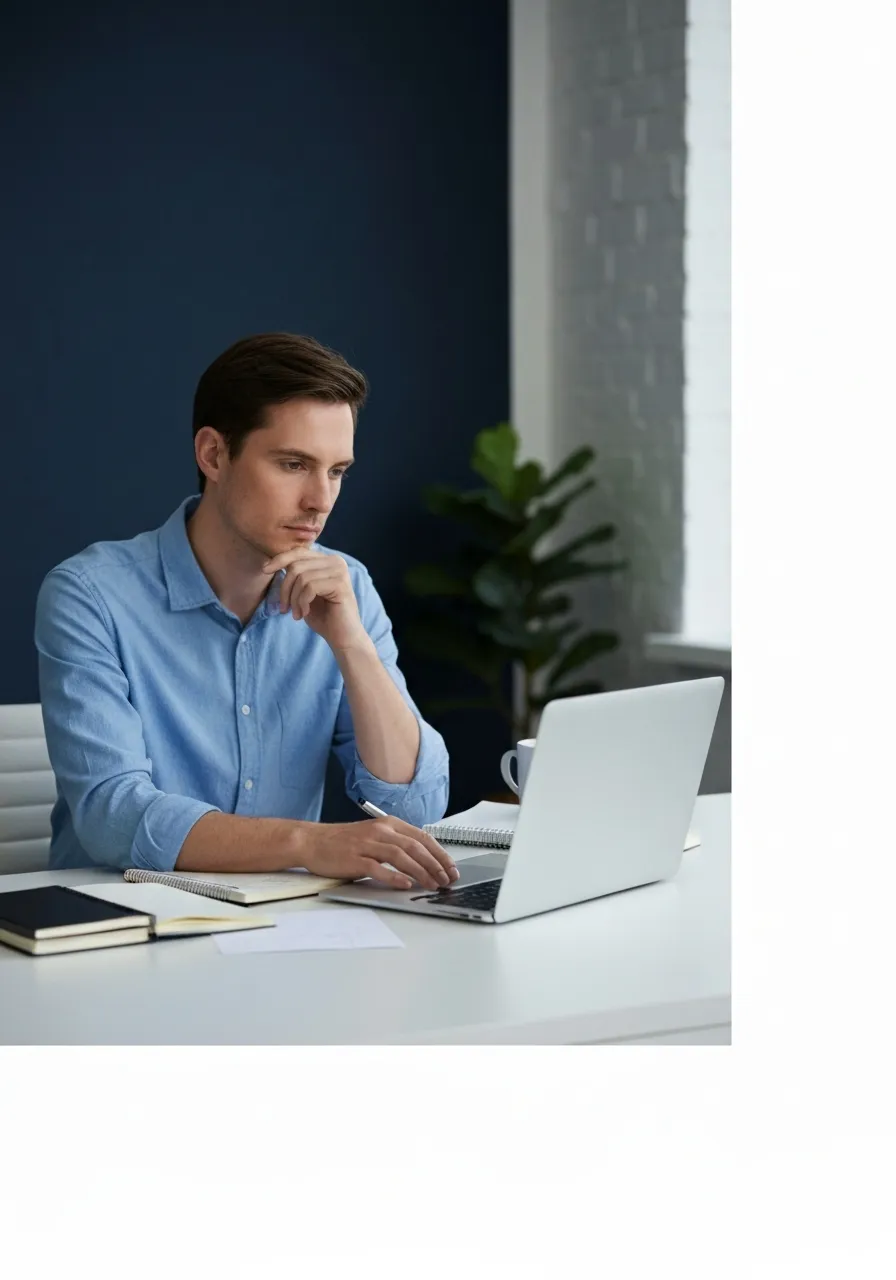 Focused business owner working productively with AI tools