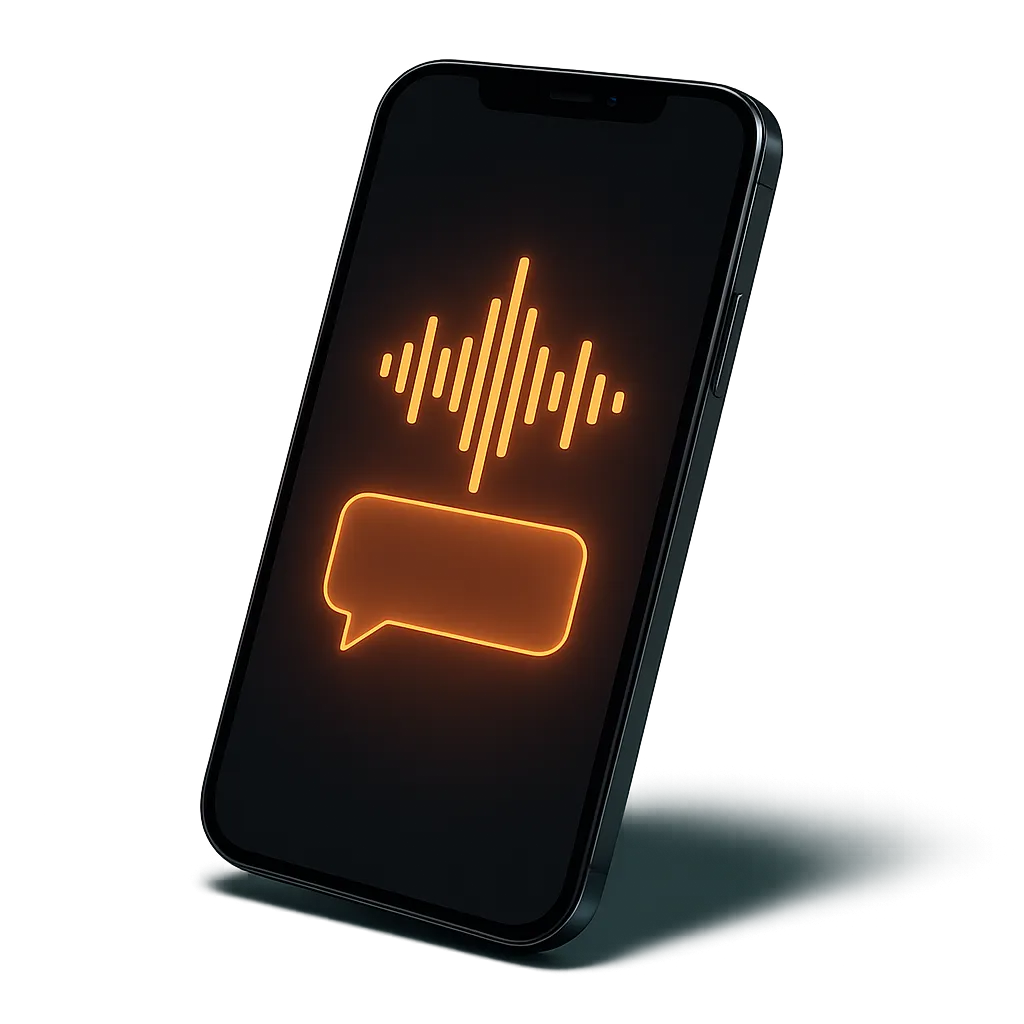 Subi AI mobile interface cutout showing voice waveform interaction