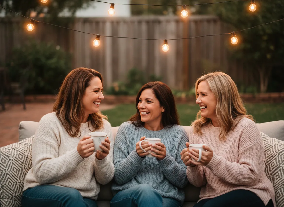 Women in conversation at BLOSSOM event, smiling and relaxed