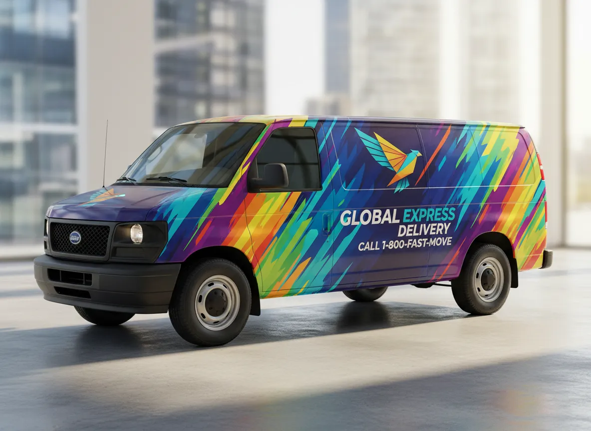 Fully wrapped commercial van with branding