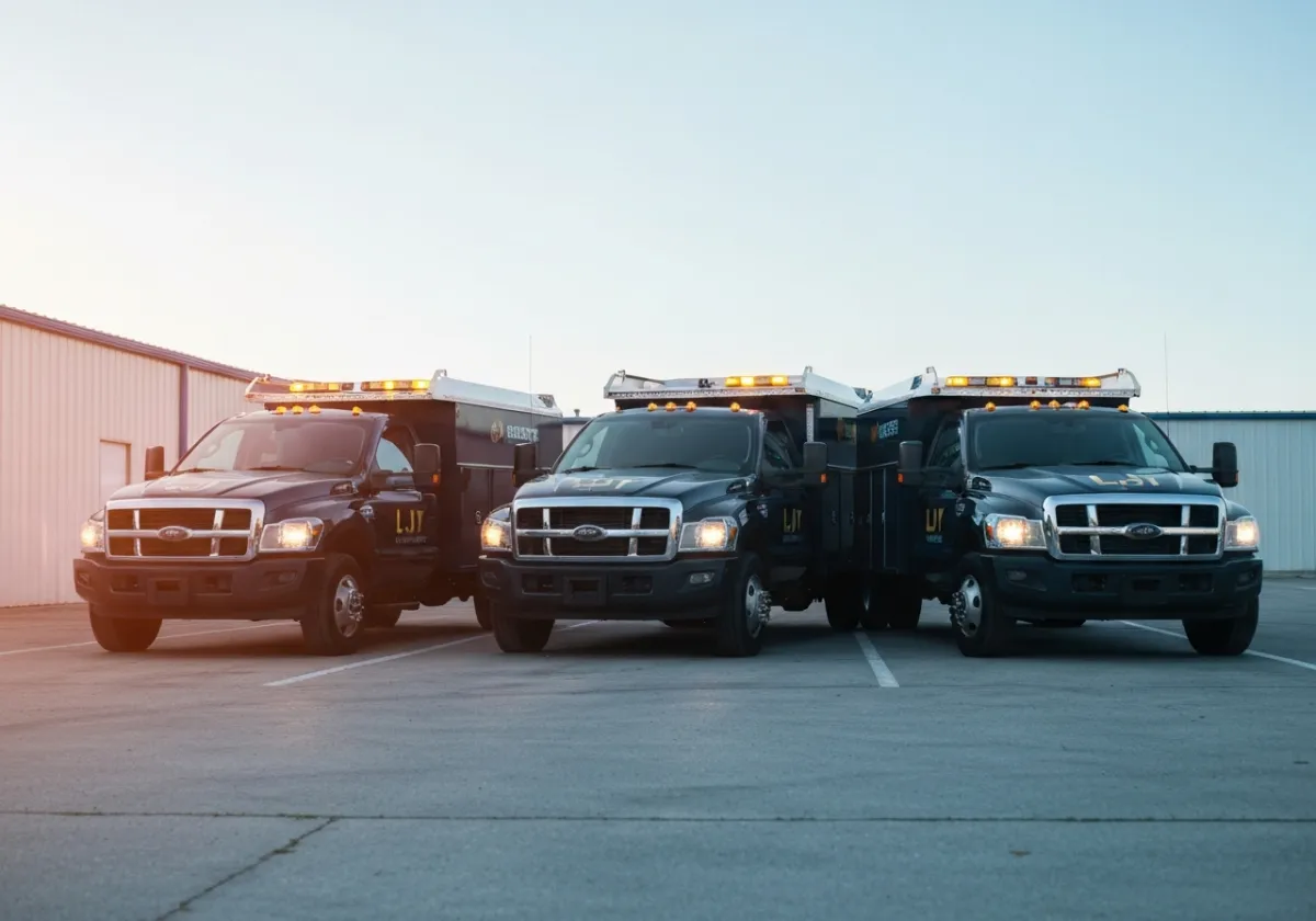 LJY Construction fleet and service area map