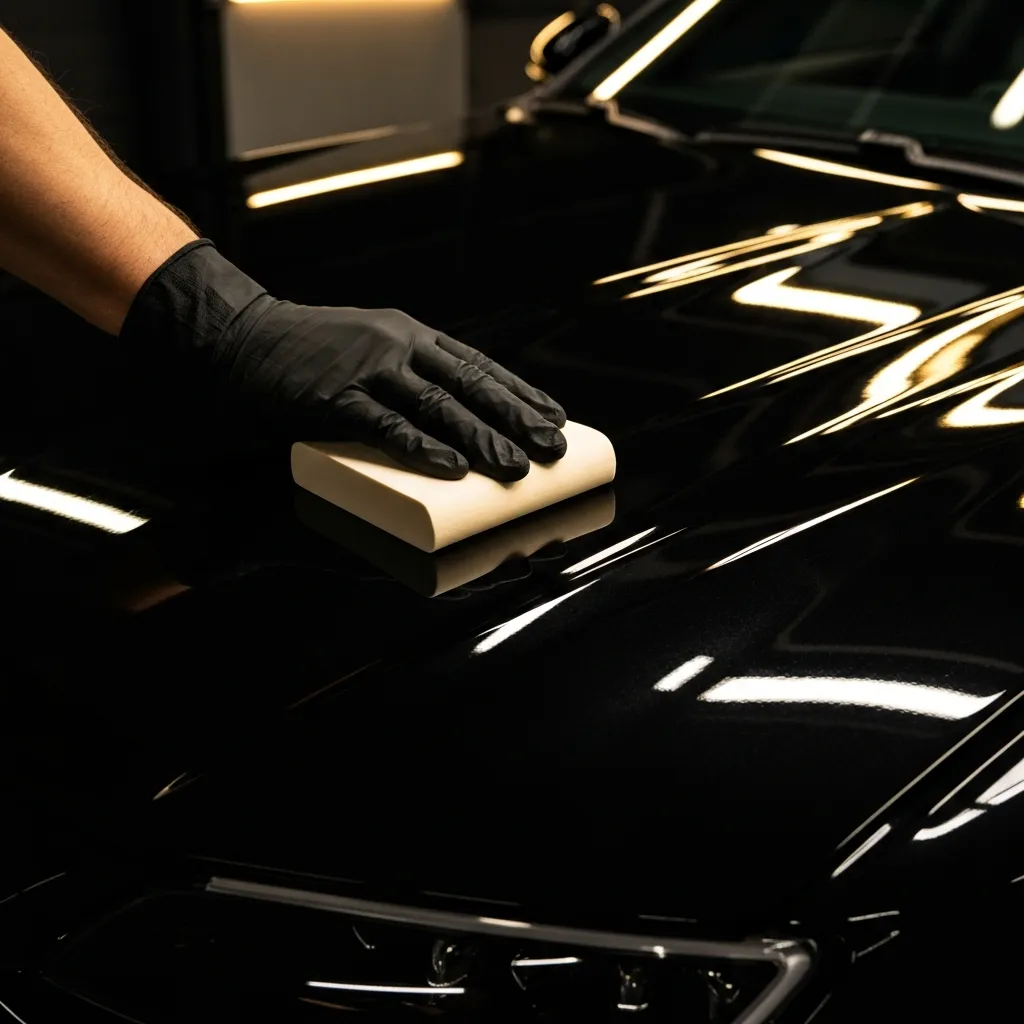 Mechanical clay bar treatment on vehicle paint