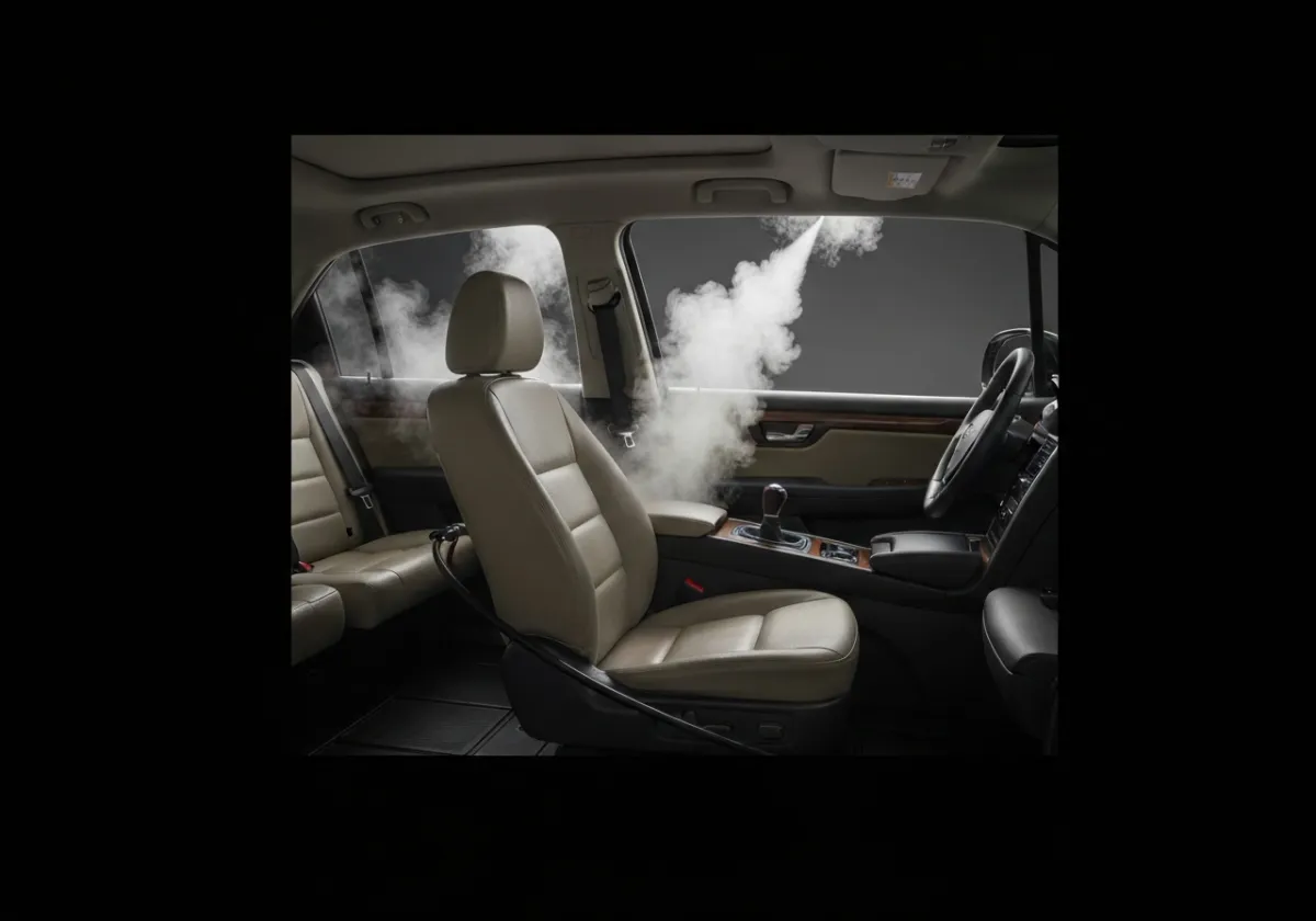 High-pressure steam sanitization of vehicle interior