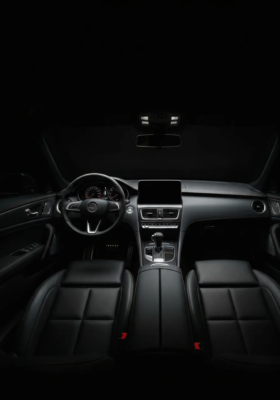 High-detail cinematic photo of a pristine car interior