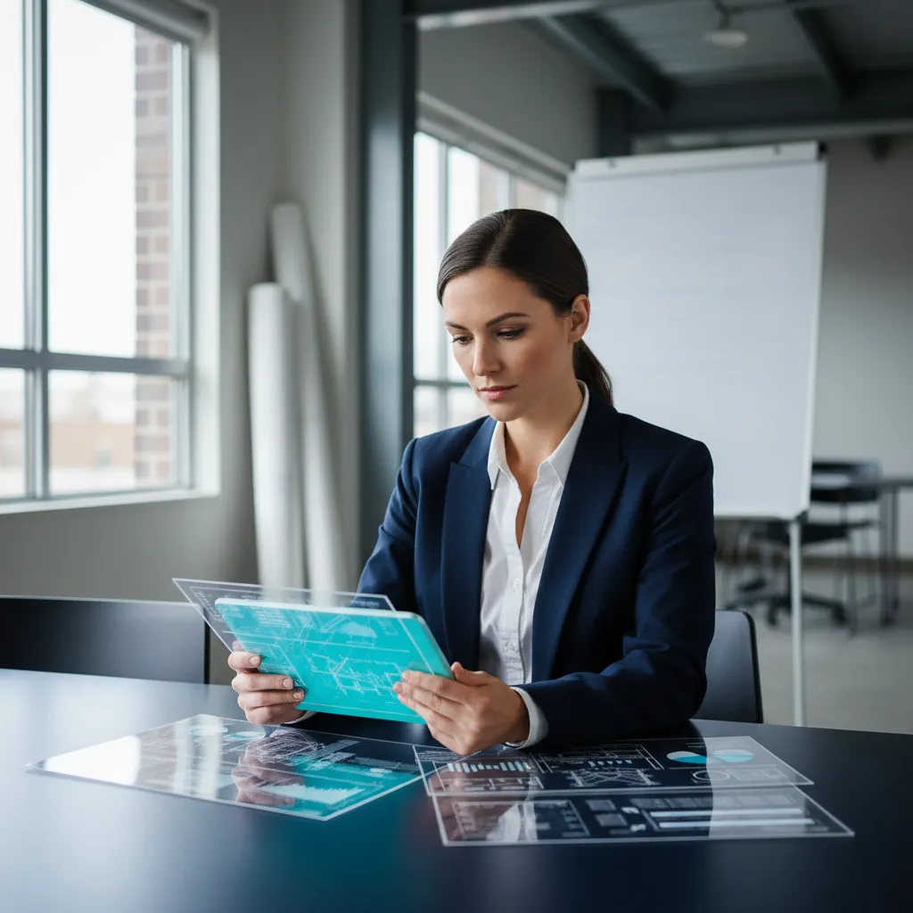 Project manager reviewing transparent property reports